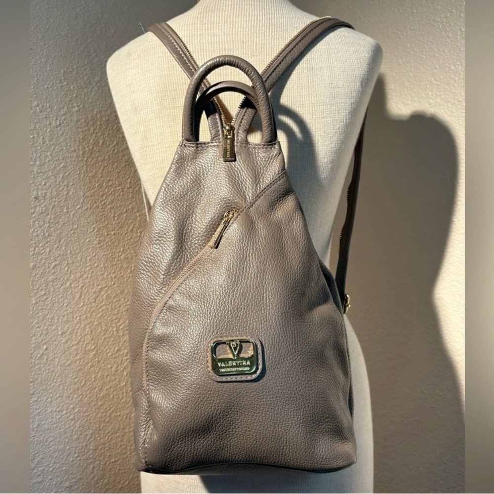 Valentina 4 Way Multifunctional Taupe/Gray genuine Leather Everyday/Travel Bag.